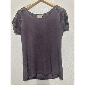 Anthropologie DANTELLE Women purple Lace Size L